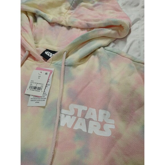 Star Wars Hoodie Junior's M Pink Tie Dye Graphic Logo Long Sleeve Pullover - Picture 3 of 4